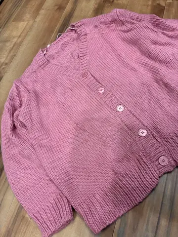 핑크 니트 가디건 5 버튼 긴팔