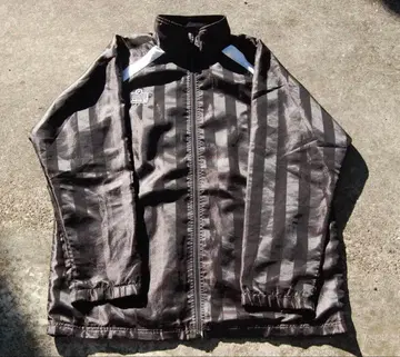 구제 의류 트랙 자켓 스트라이프 디자인 나일론 자켓 블랙