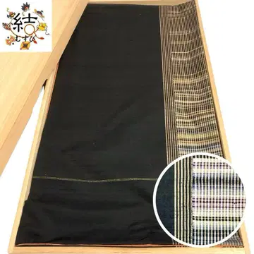 MO-3285 후쿠로 오비 세로 격자 무늬 블랙 컬러 캐주얼 장척