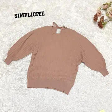 s.1936 [] 5부 소매 니트 백리본 핑크 계열 F 사이즈