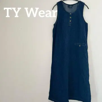 새상품급 TY Wear 슬리브리스 데님 원피스 여성용 무릎 아래 기장
