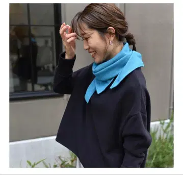 OURHOME 워셔블 니트 삼각 스톨 블루