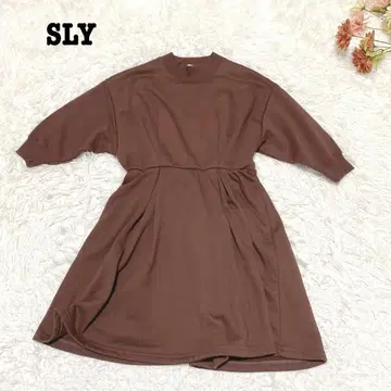 s.1935 [ 슬라이 ] 5부 소매 미니 티셔츠 플레어 원피스 브라운