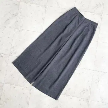 INDIVI 인디비 와이드 팬츠 린넨 그레이 36