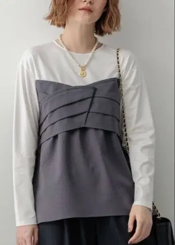 23구 울 라이크 뷔스티에 콤비 디자인 티셔츠