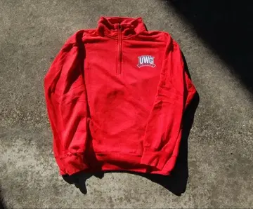 UWG 로고 자수 빨간색 집업 플리스