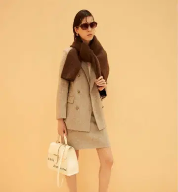 금장 버튼 더블 브레스트 트위드 블레이저 자켓 mila owen