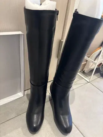 블랙 롱 부츠 웨지힐