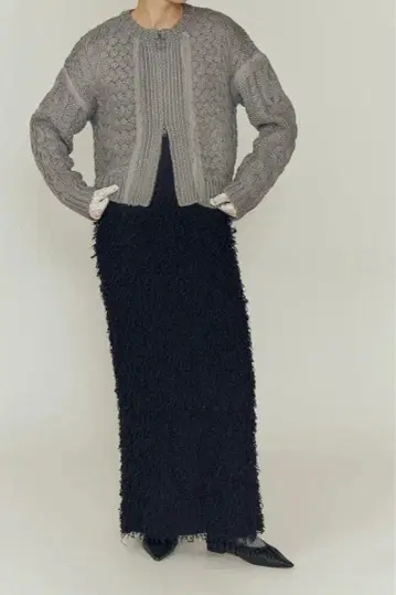 [ eaphi ] CABLE ZIP CARDIGAN