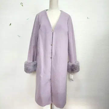 [ burlone ] 미사용 새상품 플리스 퍼 포함 노카라 롱 코트