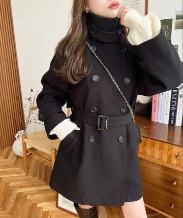 니트 멜톤 2WAY 어레인지 칼라 미들 기장 트렌치코트