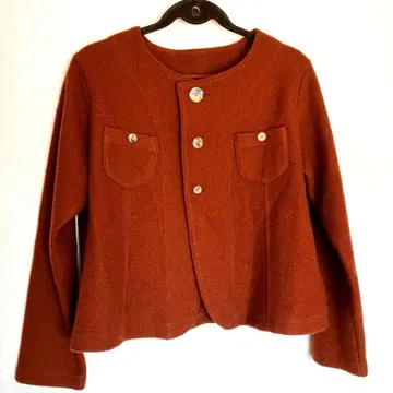 오렌지 브라운 계열 노카라 자켓