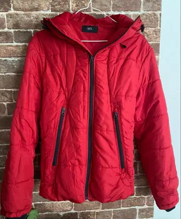 AZUL M 남성용 후드 부착 레드 다운 자켓