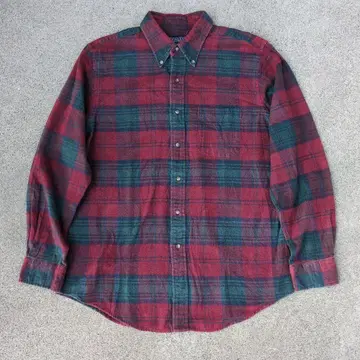 랜즈 엔드 긴팔 플란넬 셔츠 L 사이즈 빨강 초록 체크