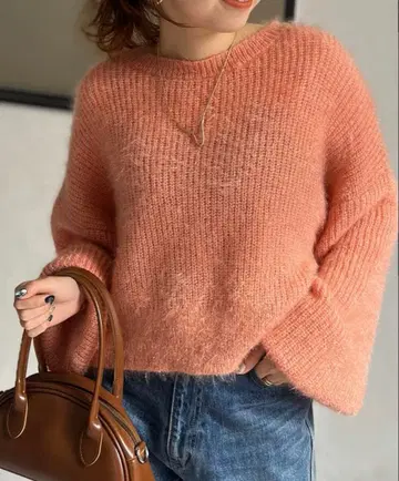 광택 쫀득 니트 숏 풀오버 핑크