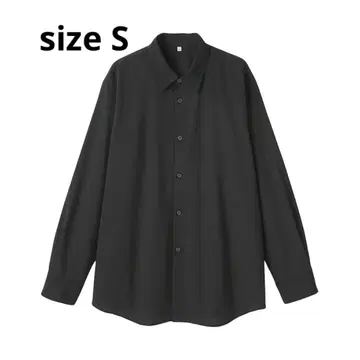 MUJI Labo 울 혼방 레귤러 카라 셔츠 다크 그레이 S