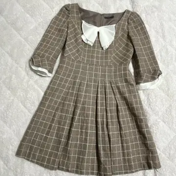 WILLSELECTION 윌셀렉션 체크 무늬 미니 원피스 7부 소매