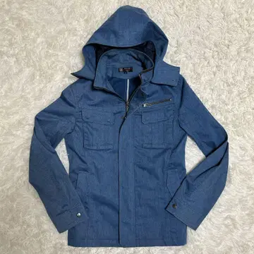 Michel Klein 데님 블루 후드 부착 자켓 사이즈 46