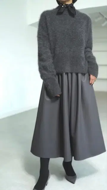 she tokyo Anna 비건 레더 스톤 그레이