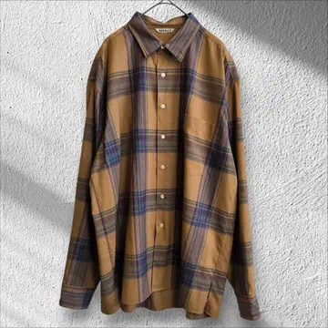 [새상품급] AURALEE 빅 실루엣 울 체크 셔츠 L [A181]