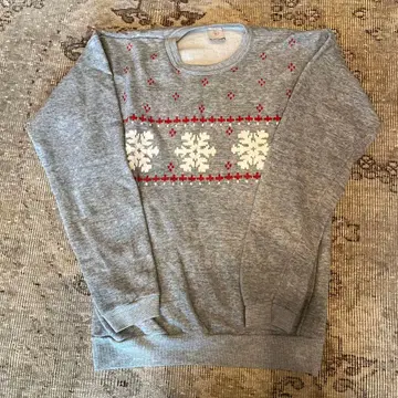 Tultex 눈꽃 패턴 그레이 맨투맨 L