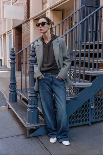 ZARA 소프트 원 버튼 블레이저 그레이 L