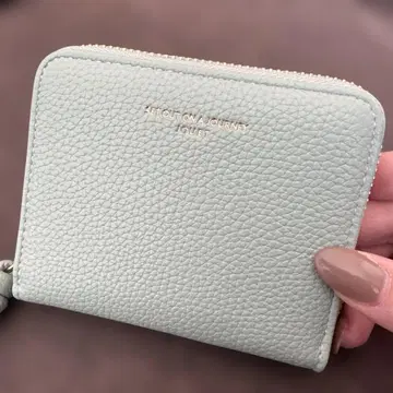 2단 접이식 지갑 민트 그린 가죽