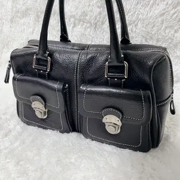 에네스베 미니 보스턴 백 핸드백 가죽 블랙 숄더