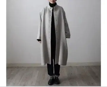 Linenva 스탠드 카라 코트 그레이