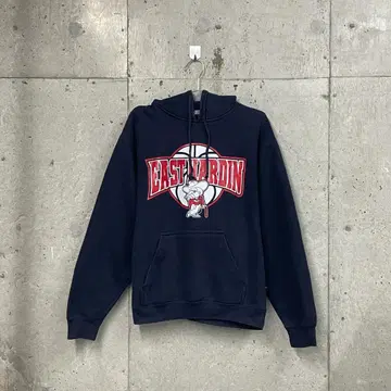 EAST HARDIN 프린트 후드티 XS 네이비 속기모 Y168