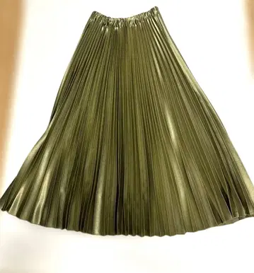 N. Natural Beauty Basic 플리츠 롱 스커트 골드