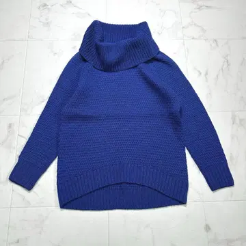 인디비 울 알파카 실크 터틀 니트 블루