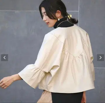 부즈루드 가죽 노카라 V 요크 자켓