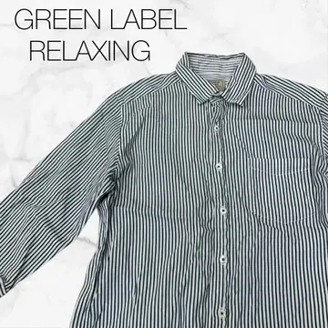 [ 그린 라벨 릴랙싱 ] 상의 셔츠 화이트 x 블랙 x 그린 긴팔