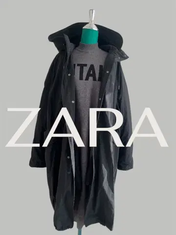 ZARA 블랙 모즈 코트 퀼팅 이너 포함