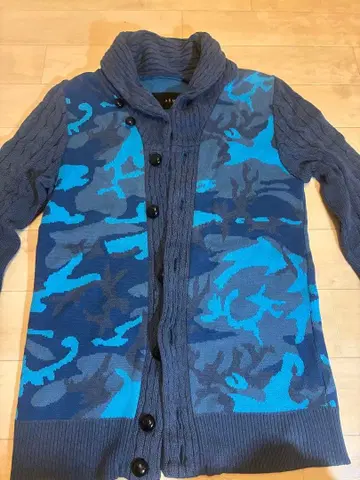 AKM 숄 니트 가디건 빅 카모