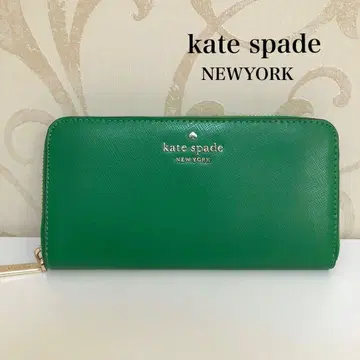 [ 새상품급 ] 케이트 스페이드 그린 가죽 라운드 지퍼 장지갑