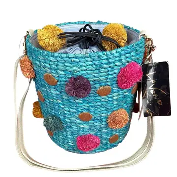 alfajil 바스켓백 파랑 블루 라피아 아바카 소가죽 숄더백