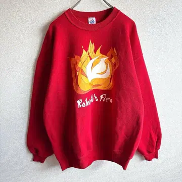 JERZEES 90s USA 맨투맨 불꽃 메시지 빨간색 레드 XL