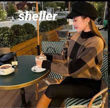 쉘러 블록 체크 스웨터