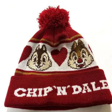 디즈니 칩과 데일의 니트 모자 빨간색