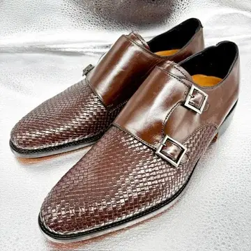 닥스 DAKS 더블 몽크/25.5EEE/비즈니스 슈즈/가죽 신발/브라운