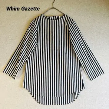 Whim Gazette 윔 가젯 스트라이프 블라우스 등 레이스업