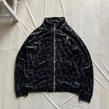 re roen / 벨로아 지퍼 블루종 스컬 4L 빅 사이즈