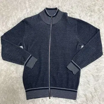 DURBAN 그레이 리브 풀 집업 스웨터 사이즈 L 드라이버즈 니트