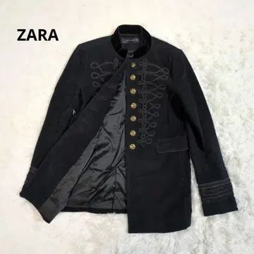 ZARA 자라 나폴레옹 자켓 골드 버튼 절개 벨로아 블랙
