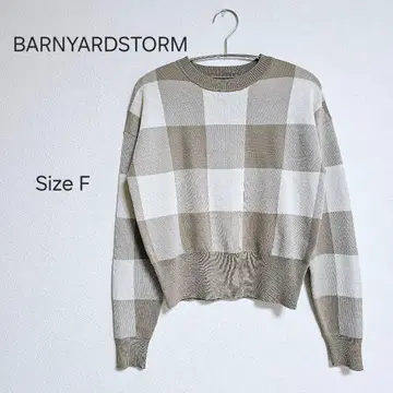 새상품급 BARNYARDSTORM 체크 무늬 니트 스웨터 Size F