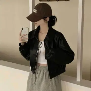 SONA 소녀나라 가죽 라이더 크롭 자켓