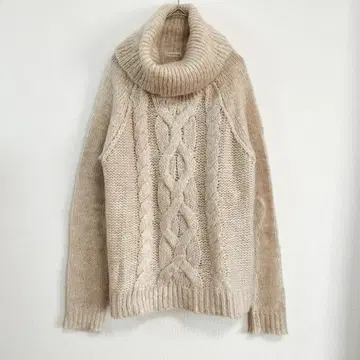L'EST ROSE 케이블 터틀 니트 2 베이지 라메 M 상당