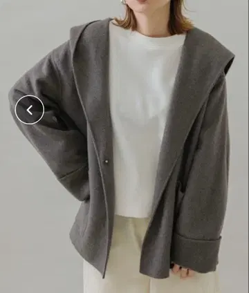 울 리버 후드 미디 코트 차콜